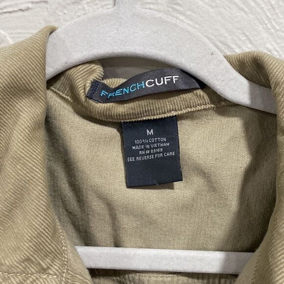 French Cuff Tan Button Up Corduroy Utility Jacket With Belt Size Medium - Picture 2 of 7